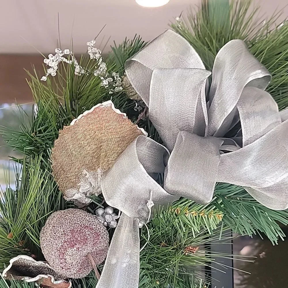 Christmas Wreath Silver & Purple Decor Approximately 20